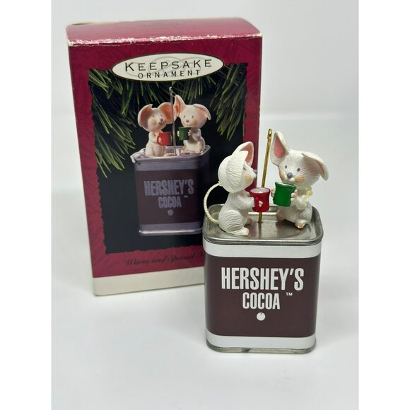 VTG 90s Hallmark Christmas Ornament Hersheys Cocoa 3.5" Warm And Special Friends - Picture 1 of 6